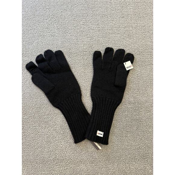 Carolina Amato Men One Size Black Holed It Cashmere Gloves - Picture 1 of 5